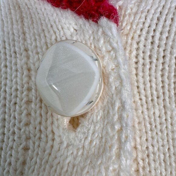 JTwo Women's Shawl Collar Knit Cardigan Sweater Size Small Cream Red Holiday - Picture 4 of 11